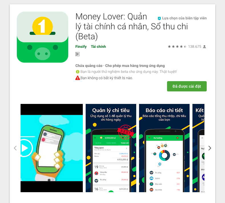 Money Lover app - Tiếng Việt